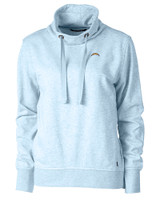 Los Angeles Chargers Cutter & Buck Saturday Cotton Blend Womens Funnel Neck Sweatshirt Atlas Heather Mannequin