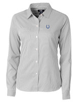 Indianapolis Colts Cutter & Buck Versatech Pinstripe Stretch Womens Long Sleeve Dress Shirt Black Mannequin
