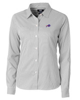 Buffalo Bills Cutter & Buck Versatech Pinstripe Stretch Womens Long Sleeve Dress Shirt Black Mannequin