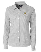 Minnesota Vikings Cutter & Buck Versatech Pinstripe Stretch Womens Long Sleeve Dress Shirt Black Mannequin