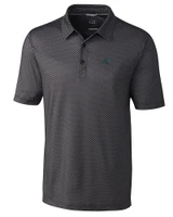 Carolina Panthers Cutter & Buck Pike Mini Pennant Print Stretch Mens Polo Black Mannequin