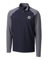 Miami Dolphins Cutter & Buck Response Lightweight Hybrid Quarter Zip Mens Pullover Windbreaker Liberty Navy Mannequin
