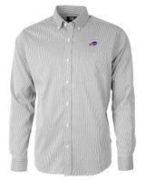 Buffalo Bills Cutter & Buck Versatech Pinstripe Stretch Mens Long Sleeve Dress Shirt Black Mannequin