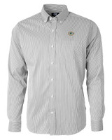 Green Bay Packers Cutter & Buck Versatech Pinstripe Stretch Mens Long Sleeve Dress Shirt Black Mannequin