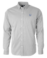 Indianapolis Colts Cutter & Buck Versatech Pinstripe Stretch Mens Long Sleeve Dress Shirt Black Mannequin