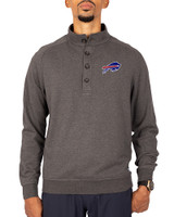 Buffalo Bills Cutter & Buck Saturday Cotton Blend Mens Mock Pullover Sweatshirt Charcoal Heather Front