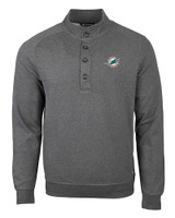 Miami Dolphins Cutter & Buck Saturday Cotton Blend Mens Mock Pullover Sweatshirt Charcoal Heather Mannequin