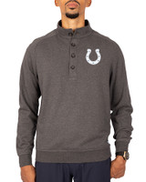 Indianapolis Colts Cutter & Buck Saturday Cotton Blend Mens Mock Pullover Sweatshirt Charcoal Heather Front