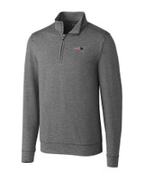 New England Patriots Cutter & Buck Shoreline Heathered Quarter Zip Mens Pullover Charcoal Heather Mannequin