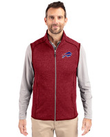 Buffalo Bills Cutter & Buck Mainsail Sweater-Knit Mens Full Zip Vest Cardinal Red Heather Front