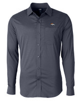 Denver Broncos Cutter & Buck Versatech Geo Dobby Stretch Mens Long Sleeve Dress Shirt Liberty Navy Mannequin
