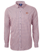 Chicago Bears - Cutter & Buck Versatech Multi Check Stretch Mens Long Sleeve Dress Shirt College Orange Mannequin