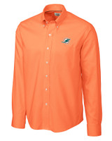Miami Dolphins Cutter & Buck Epic Easy Care Nailshead Mens Long Sleeve Dress Shirt College Orange Mannequin