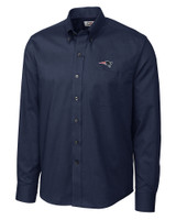 New England Patriots Cutter & Buck Epic Easy Care Nailshead Mens Long Sleeve Dress Shirt Navy Blue Mannequin