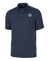 Miami Dolphins Cutter & Buck Advantage Tri-Blend Jersey Mens Big and Tall Pocket Polo Liberty Navy Heather Mannequin