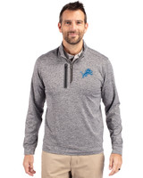 Detroit Lions Cutter & Buck Stealth Heathered Mens Big and Tall  Quarter Zip Pullover Elemental Grey Front