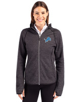 Detroit Lions Cutter & Buck Mainsail Full Zip Hooded Womens Jacket Charcoal Heather Front