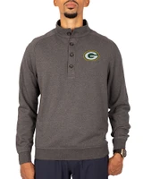Green Bay Packers Cutter & Buck Saturday Cotton Blend Mens Big and Tall  Mock Pullover Sweatshirt Charcoal Heather Front