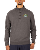 Green Bay Packers Cutter & Buck Saturday Cotton Blend Mens Big and Tall  Mock Pullover Sweatshirt Charcoal Heather Front
