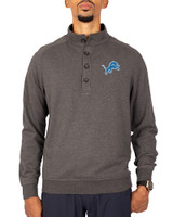 Detroit Lions Cutter & Buck Saturday Cotton Blend Mens Big and Tall  Mock Pullover Sweatshirt Charcoal Heather Front