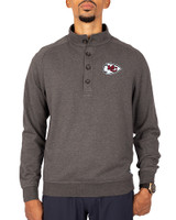 Kansas City Chiefs Cutter & Buck Saturday Cotton Blend Mens Big and Tall  Mock Pullover Sweatshirt Charcoal Heather Front
