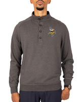 Minnesota Vikings Cutter & Buck Saturday Cotton Blend Mens Big and Tall  Mock Pullover Sweatshirt Charcoal Heather Front