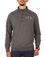 Baltimore Ravens Cutter & Buck Saturday Cotton Blend Mens Big and Tall  Mock Pullover Sweatshirt Charcoal Heather Front