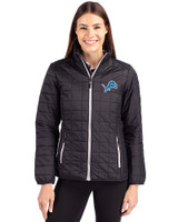 Detroit Lions Cutter & Buck Rainier PrimaLoft®  Womens Eco Insulated Full Zip Puffer Jacket Black Front