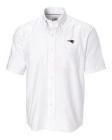 New England Patriots Cutter & Buck Epic Easy Care Nailshead Mens Big and Tall Short Sleeve Dress Shirt White Mannequin