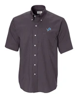 Detroit Lions Cutter & Buck Epic Easy Care Nailshead Mens Big and Tall Short Sleeve Dress Shirt Black Mannequin