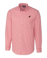 Arizona Cardinals Cutter & Buck Easy Care Stretch Gingham Mens Big and Tall Long Sleeve Dress Shirt Cardinal Red Mannequin