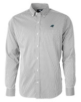 Carolina Panthers Cutter & Buck Versatech Pinstripe Stretch Mens Big and Tall Dress Shirt Black Mannequin