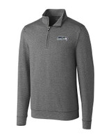 Seattle Seahawks Cutter & Buck Shoreline Heathered Quarter Zip Mens Big and Tall Pullover Charcoal Heather Mannequin