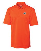Miami Dolphins Cutter & Buck CB Drytec Genre Textured Solid Mens Big and Tall Polo College Orange Mannequin