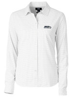 Seattle Seahawks Cutter & Buck Versatech Tattersall Stretch Womens Long Sleeve Dress Shirt Charcoal Mannequin