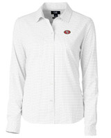 San Francisco 49ers Cutter & Buck Versatech Tattersall Stretch Womens Long Sleeve Dress Shirt Charcoal Mannequin