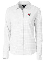 Tampa Bay Buccaneers Cutter & Buck Versatech Tattersall Stretch Womens Long Sleeve Dress Shirt Charcoal Mannequin