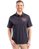 New York Giants Cutter & Buck Pike Double Dot Print Stretch Mens Big and Tall Polo Black Front
