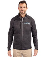 Seattle Seahawks Cutter & Buck Mainsail Sweater-Knit Mens Big and Tall Full Zip Jacket Charcoal Heather Front