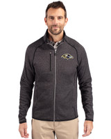 Baltimore Ravens Cutter & Buck Mainsail Sweater-Knit Mens Big and Tall Full Zip Jacket Charcoal Heather Front