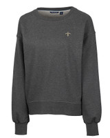 New Orleans Saints Cutter & Buck Saturday Cotton Blend Womens Crew Neck Sweatshirt Charcoal Heather Mannequin