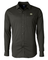 Green Bay Packers Cutter & Buck Versatech Geo Dobby Stretch Mens Big and Tall Long Sleeve Dress Shirt Black Mannequin
