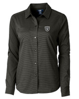 Las Vegas Raiders Cutter & Buck Versatech Geo Dobby Stretch Womens Long Sleeve Dress Shirt BL_MANN_HG 