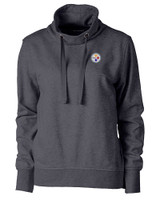 Pittsburgh Steelers Cutter & Buck Saturday Cotton Blend Womens Funnel Neck Sweatshirt Charcoal Heather Mannequin