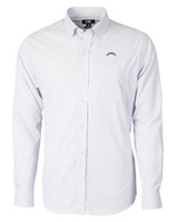 Los Angeles Chargers Cutter & Buck Versatech Tattersall Stretch Mens Big and Tall Dress Shirt Atlas Light Blue Mannequin