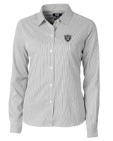 Las Vegas Raiders Cutter & Buck Versatech Pinstripe Stretch Womens Long Sleeve Dress Shirt BL_MANN_HG 