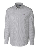 Los Angeles Chargers Cutter & Buck Stretch Oxford Stripe Mens Long Sleeve Dress Shirt Charcoal Mannequin