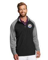 Pittsburgh Steelers Cutter & Buck Response Lightweight Hybrid Quarter Zip Mens Pullover Windbreaker Black Front
