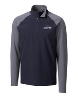 Seattle Seahawks Cutter & Buck Response Lightweight Hybrid Quarter Zip Mens Pullover Windbreaker Liberty Navy Mannequin
