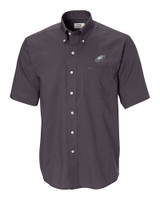 Philadelphia Eagles Cutter & Buck Epic Easy Care Nailshead Mens Short Sleeve Dress Shirt Black Mannequin